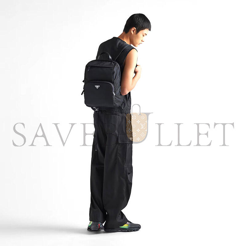 Pra*a re-nylon and saffiano leather backpack 2vz104 (39*30*17cm)